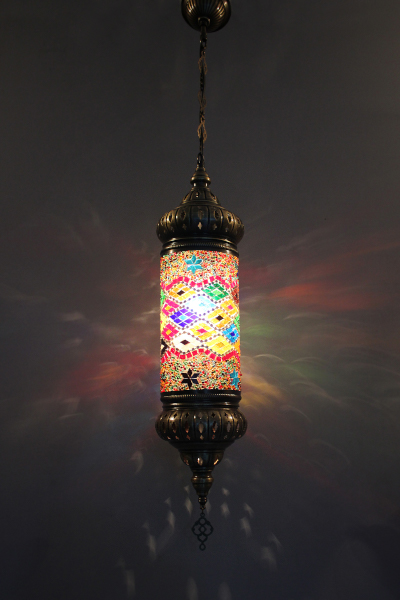 Size 3 Cylinder Antique Mosaic Hanging Lamp